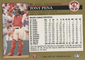 1992 Leaf - Black Gold #323 Tony Pena Back