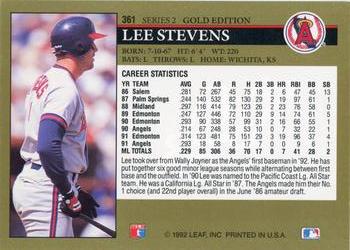 1992 Leaf - Black Gold #361 Lee Stevens Back