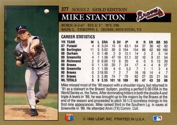1992 Leaf - Black Gold #377 Mike Stanton Back