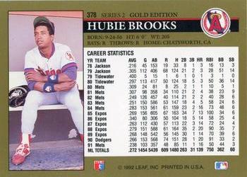 1992 Leaf - Black Gold #378 Hubie Brooks Back