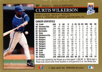 1992 Leaf - Black Gold #387 Curtis Wilkerson Back