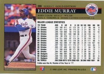 1992 Leaf - Black Gold #396 Eddie Murray Back