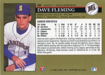 1992 Leaf - Black Gold #494 Dave Fleming Back