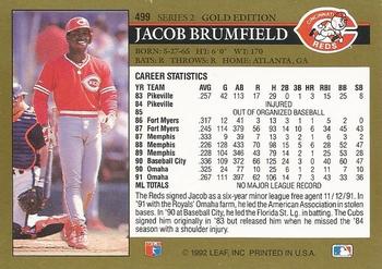 1992 Leaf - Black Gold #499 Jacob Brumfield Back