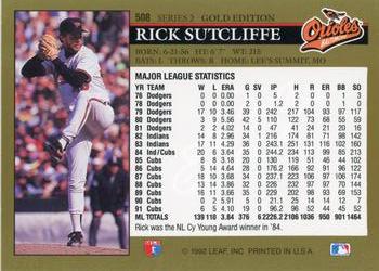 1992 Leaf - Black Gold #508 Rick Sutcliffe Back