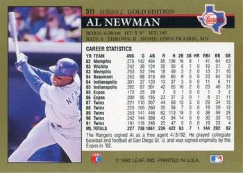 1992 Leaf - Black Gold #511 Al Newman Back