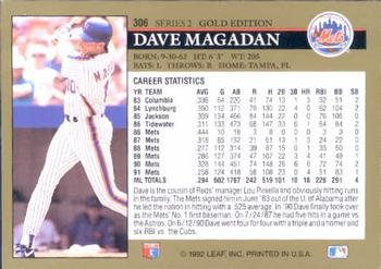 1992 Leaf - Black Gold #306 Dave Magadan Back