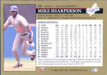 1992 Leaf - Black Gold #318 Mike Sharperson Back