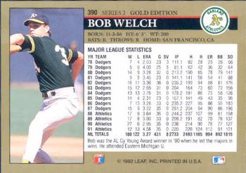 1992 Leaf - Black Gold #390 Bob Welch Back