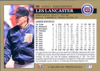 1992 Leaf - Black Gold #402 Les Lancaster Back