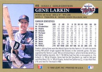 1992 Leaf - Black Gold #415 Gene Larkin Back