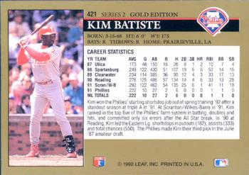1992 Leaf - Black Gold #421 Kim Batiste Back