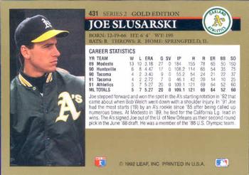 1992 Leaf - Black Gold #431 Joe Slusarski Back