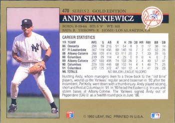1992 Leaf - Black Gold #470 Andy Stankiewicz Back