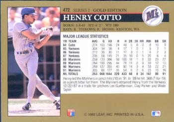 1992 Leaf - Black Gold #472 Henry Cotto Back