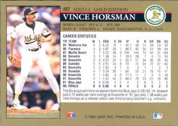 1992 Leaf - Black Gold #487 Vince Horsman Back