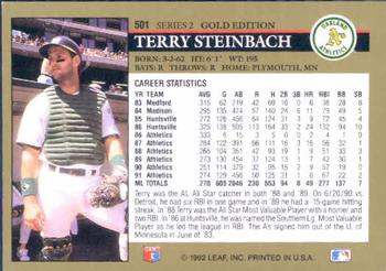 1992 Leaf - Black Gold #501 Terry Steinbach Back