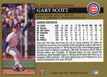 1992 Leaf - Black Gold #6 Gary Scott Back