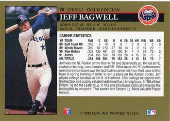1992 Leaf - Black Gold #28 Jeff Bagwell Back