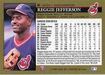 1992 Leaf - Black Gold #86 Reggie Jefferson Back