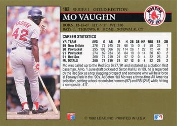 1992 Leaf - Black Gold #103 Mo Vaughn Back