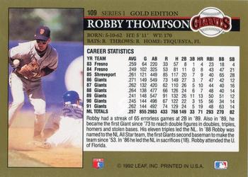 1992 Leaf - Black Gold #109 Robby Thompson Back