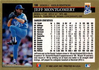 1992 Leaf - Black Gold #136 Jeff Montgomery Back