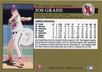 1992 Leaf - Black Gold #137 Joe Grahe Back