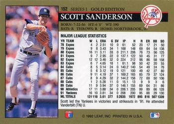 1992 Leaf - Black Gold #152 Scott Sanderson Back