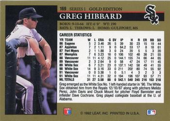 1992 Leaf - Black Gold #169 Greg Hibbard Back