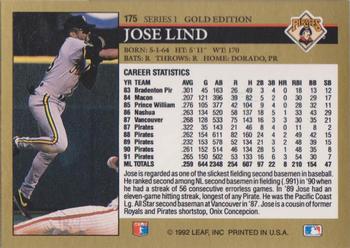 1992 Leaf - Black Gold #175 Jose Lind Back