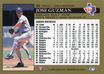 1992 Leaf - Black Gold #222 Jose Guzman Back
