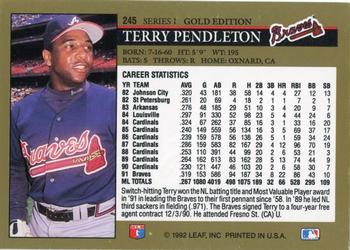1992 Leaf - Black Gold #245 Terry Pendleton Back