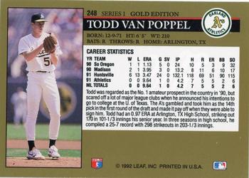 1992 Leaf - Black Gold #248 Todd Van Poppel Back