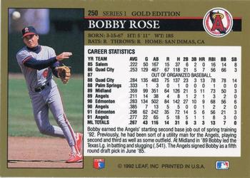 1992 Leaf - Black Gold #250 Bobby Rose Back