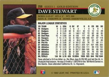 1992 Leaf - Black Gold #258 Dave Stewart Back