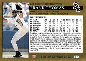 1992 Leaf - Black Gold #349 Frank Thomas Back