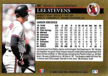 1992 Leaf - Black Gold #361 Lee Stevens Back