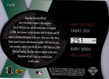 1997 SP - SPx Force #4 Gary Sheffield / Sammy Sosa / Barry Bonds / Jose Canseco Back