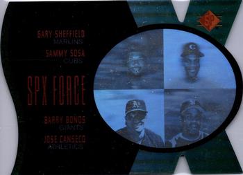 1997 SP - SPx Force #4 Gary Sheffield / Sammy Sosa / Barry Bonds / Jose Canseco Front