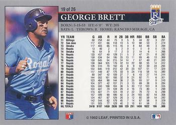 1992 Donruss - Leaf Previews #19 George Brett Back
