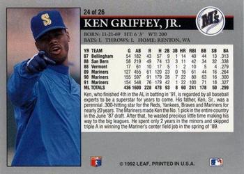 1992 Donruss - Leaf Previews #24 Ken Griffey, Jr. Back