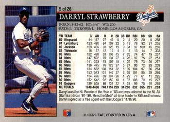 1992 Donruss - Leaf Previews #5 Darryl Strawberry Back
