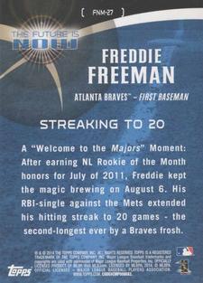 2014 Topps Mini - The Future Is Now Mini #FNM-27 Freddie Freeman Back