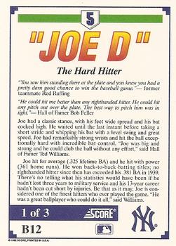 1992 Score - Factory Inserts #B12 Joe DiMaggio Back