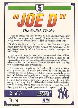 1992 Score - Factory Inserts #B13 Joe DiMaggio Back