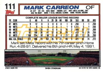 1992 Topps - Gold #111 Mark Carreon Back