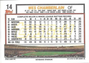 1992 Topps - Gold #14 Wes Chamberlain Back