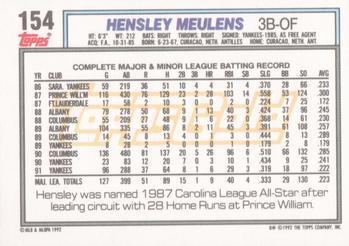 1992 Topps - Gold #154 Hensley Meulens Back