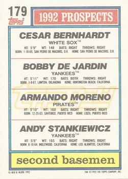 1992 Topps - Gold #179 Bobby DeJardin / Cesar Bernhardt / Armando Moreno / Andy Stankiewicz Back